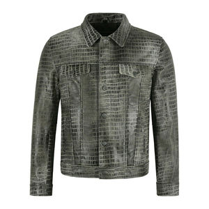 <b>Genuine</b> <b>Leather</b> <b>Jacket</b> For Men New Crocodile Embossed Style Custom <b>Leather</b> <b>Jacket</b> For Boys - Product Image 1