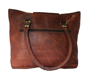 Cuir véritable marron pour femmes pour le sac à main fourre-tout de tous les jours élégant sac à main à bandoulière durable fermeture éclair léger Vintage - Product Image 4