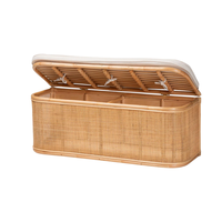 Vente en gros Banc de rangement bohème en rotin naturel Banc pouf de rangement pour entrée avec coussin du Vietnam