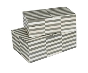 Boîte à bijoux rectangulaire faite à la main avec incrustation d'os Combinaison de bonne couleur en bois et bambou de haute qualité pour l'artisanat - Product Image 1