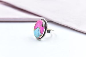 Anillo ajustable hecho a mano Cotton Candy Dahlia en plata de ley para mujer - Product Image 5