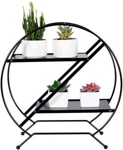 Présentoir rond d'étagère de support de plante en métal 2 niveaux pour le balcon extérieur d'intérieur de jardin de maison dans la meilleure qualité - Product Image 1