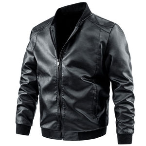 Blouson bombardier d'hiver pour hommes Veste en cuir brodée pour moto Style XS Taille fermeture à glissière Service OEM - Product Image 3