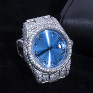 Reloj Mecánico Automático de Lujo de 41 mm con Diamantes Moissanite VVS Certificados por EGL, Correa de Goma Verde, Estilo Hip Hop Completamente Cubierto de Cristales - Product Image 2