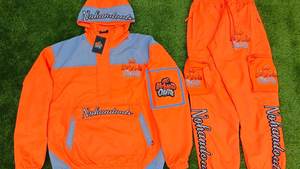 Streetwear personnalisé Survêtement à blocs de couleurs Broderie Survêtement Patchwork Réfléchissant Coupe-Vent Nylon Veste et Short Ensemble Hommes - Product Image 4