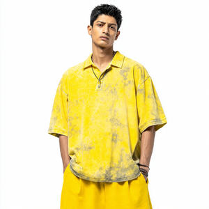 เสื้อเชิ้ตผู้ชายทรงโอเวอร์ไซส์ ล้างสีแบบ Stone Wash และ Acid Wash ทรงหลวม ไหล่ตก ระบายอากาศ แห้งเร็ว เหมาะสำหรับใส่ลำลองในฤดูร้อน - Product Image 4