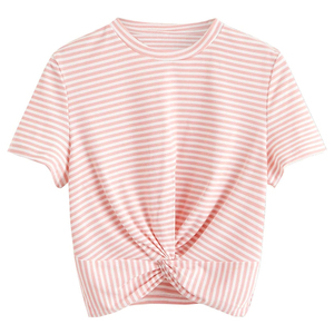 Servicio OEM Camisetas cortas de moda para mujer Camiseta corta de manga corta de buena calidad Camiseta corta - Product Image 3