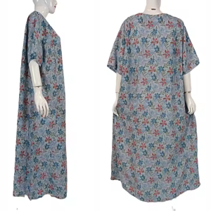 ชุดเดรสมุสลิมผ้าเรยอนแฟชั่นเรียบง่ายสำหรับผู้หญิงชุดเดรสแขนสั้นสุดเท่สำหรับฤดูร้อนพร้อมฝาปิดเอวยางยืดนุ่มใส่สบาย - Product Image 2