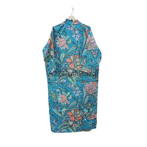 Robe longue élégante en coton pour femme, kimono imprimé stylé, chemise de nuit kimono, peignoir coloré pour vêtements de nuit, tenue de nuit confortable - Product Image 6