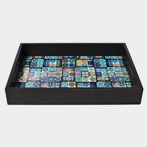 Bandeja DE SERVICIO DE MADERA hecha a mano bandeja de aperitivos decorativa pintada a mano hecha de material MDF por HF CRAFTS - Product Image 1