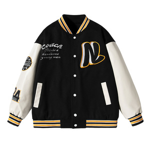 OEM y ODM Ropa informal Hombres Letterman Chaqueta Béisbol Streetwear Tallas grandes Elegante Negro Casual Letterman Chaquetas para la venta - Product Image 4