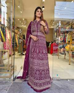 DESIGNER WEAR KOTI HEAVY CHINE STITCH TRABAJA CON LEHENGAS - Product Image 2