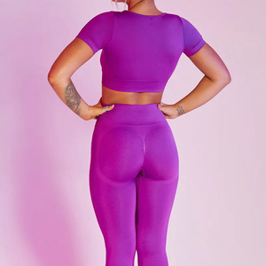 ชุดโยคะ 6 ชิ้นสำหรับผู้หญิง สีพื้น ชุดออกกำลังกาย กางเกงขาสั้น ระบายอากาศได้ดี เป็นมิตรกับสิ่งแวดล้อม ชุดออกกำลังกาย ไซส์ใหญ่ ลายพิมพ์ด้านหน้า - Product Image 5