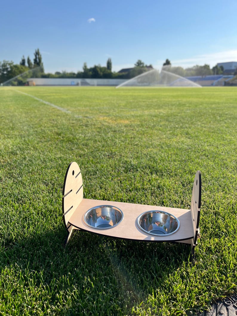 R M International Wooden Pet Bowl and Feeder - Customizable Dog Cat Food Bowl