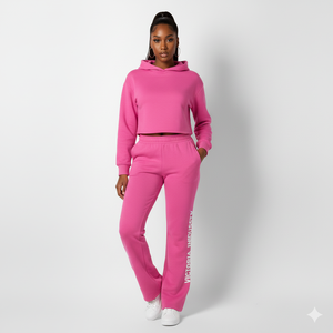 Ensemble Victoria Industry : sweat à capuche oversize et pantalon de survêtement évasé en molleton de coton brodé - Product Image 1