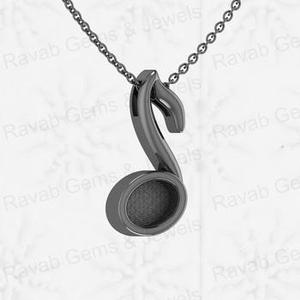 Dije de Plata de Ley 925 con Diseño de Notas Musicales de 6x8 mm, Engaste de Bisel, Semi-Montado, para Resina, Cenizas, Joyería Fina - Product Image 6