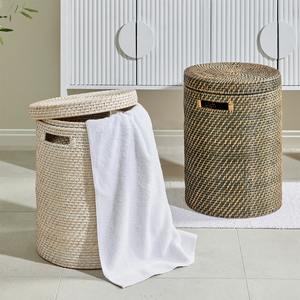 Contenedor de ratán para organización de baño y dormitorio, precio de fabricante, contenedores con tapa tejida. - Product Image 6