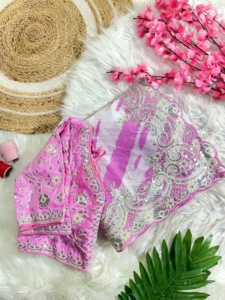 Sari nupcial de calidad superior con bordado de piedra pesada y aspecto rico para la ceremonia de boda y la recepción a los mejores precios - Product Image 6