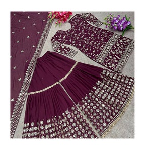 Ropa étnica india Nuevo diseñador Ropa de fiesta Look Bordado pesado Sharara Salwar Suit/ Palazzo Suit Collection - Product Image 1