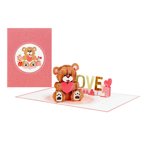 Super venta artesanía 3D amor oso Pop-up Tarjeta de boda lindo encantador regalo del Día de San Valentín impresión Offset papel recuerdo - Product Image 2