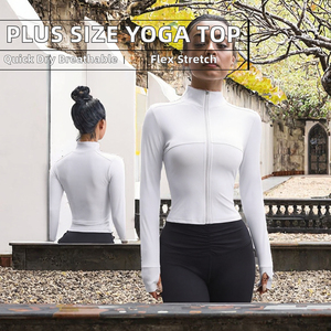 High Quality Women's Plus Size Autumn <b>Yoga</b> <b>Jacket</b> Full Zipper Breathable Quick Dry Spandex Four-Way Stretch Lightweight Gym - Product Image 2