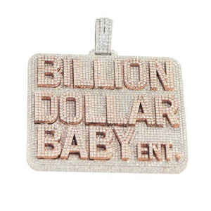 Colgante de Plata de Ley de 20 Quilates con Incrustaciones de Moissanita, Diseño Hip Hop Bling, Acabado en Oro Rosa, Estilo Billion Dollar Baby - Product Image 4