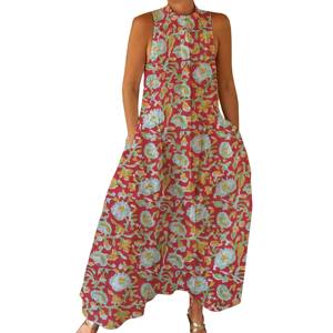 Combinaison décontractée d'été 100% coton, imprimé floral à la main, tissage doux avec fermeture éclair pour le printemps/été, adultes BPJS076 - Product Image 1