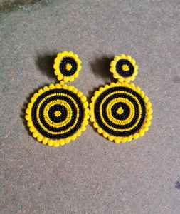 Boho <b>bead</b> earrings with turquoise design andy cascading <b>fringe</b>, unique jewelry gift - Product Image 2