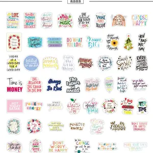 Autocollants en PVC avec phrases motivantes pour scrapbooking, pack de 10/30/50 pièces, style dessin animé, autocollant décoratif en PVC - Product Image 1