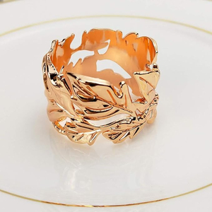 Modern Design <b>Tableware</b> Napkin Ring Napkin Serviette Ring Holder Wedding <b>Party</b> <b>Table</b> <b>Decor</b> Leaves Rose Gold Tissue Tie - Product Image 6