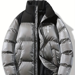 แจ็กเก็ตขนเป็ดแบบพองสำหรับฤดูหนาวของผู้ชายหนังน้ำหนักเบาปกติพร้อมของตกแต่งขนเฟอร์ให้ความอบอุ่นกลางแจ้ง - Product Image 1