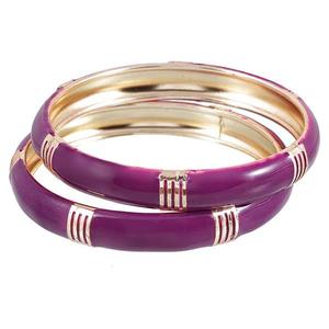 Kriaa <b>Set</b> of 2 Fine Purple Enamel <b>Gold</b> Plated <b>Bangles</b> 1401136_2.6 - Product Image 1
