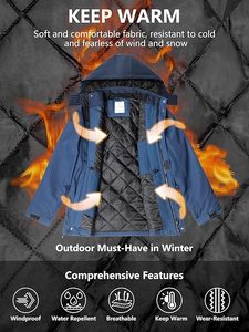 Veste de ski d'hiver imperméable pour homme, parka de snowboard coupe-vent à capuche avec doublure en polaire et plusieurs poches - Product Image 3