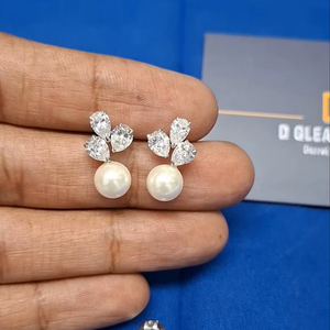 IGI Certified 14K White Gold Lab Grown Pear Cut Diamond <b>Stud</b> <b>Earrings</b> for Wedding Engagement Anniversary Party-Gold Plated Gift - Product Image 2