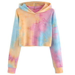2025 Women's <b>Winter</b> Crop <b>Top</b> Hoodie Long Sleeves Solid Activewear Sweatshirt 100% Cotton Waterproof Eco-Friendly Front - Product Image 1