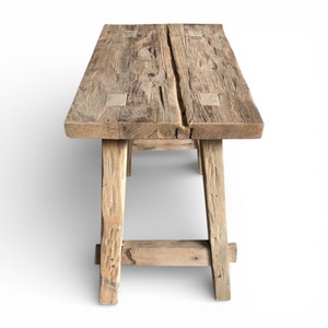 Banc de douche en bois d'orme récupéré Wabi Sabi en gros, imperméable, antique, rustique, tabouret de salle de bain, siège de spa en teck massif durable - Product Image 3