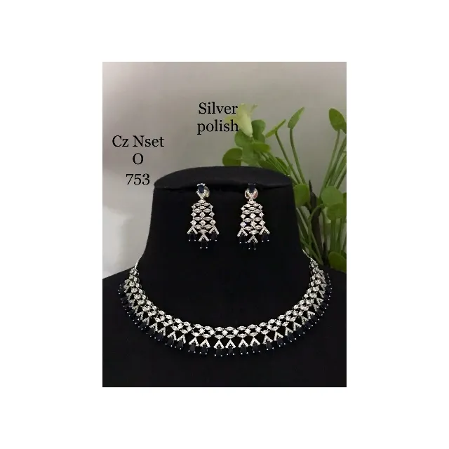 Top Quality Wholesale Custom Necklace (Silver with American Diamond) For Wedding And Party Purpose Indian Manufacturer
