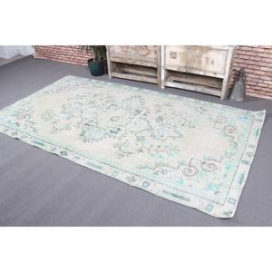 Grand tapis turc vintage patchwork 4,9x8,9 pieds, écologique, en laine blanche du sud-ouest avec envers en latex - Product Image 4