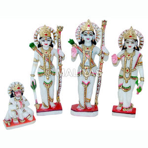 Ram Darbar Marble Murti Handcrafted Ram Sita Lakshman Hanuman Idol Set for <b>Home</b> <b>Temple</b> - Product Image 1
