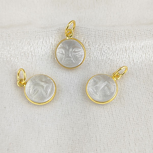 Pendentif sculpté en argent sterling 925 fait main avec pierre précieuse de 11 mm, plaqué or vermeil et rhodium, design visage unique, certifié, cadeau tendance - Product Image 2