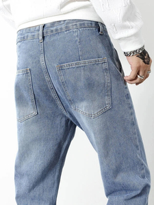 Tenue de luxe en denim pour hommes vente en gros personnalisée jeans de jogging à coutures déchirées pour hommes rue vent déchiré couture jeans pour garçons - Product Image 3