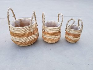 Panier de rangement en jacinthe d'eau de forme ronde écologique Panier de rangement tissé à la main avec couvercle - Product Image 6