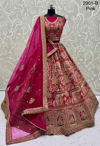 Bordado exclusivo pesado muy bien elaborado de pavo real y Bharat diseñado nupcial Lehenga Choli para venta en línea - Product Image 6
