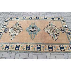 Alfombra de 4.9x7.7 pies, Alfombra Turca Vintage, Alfombra Ikat Marrón - Product Image 3