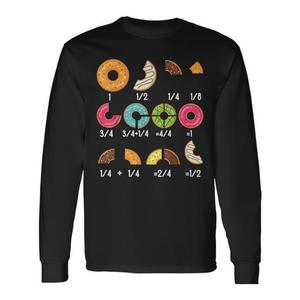 Camiseta de Manga Larga para Maestros con Diseño de Donut y Fracciones Matemáticas, Camiseta Educativa Promocional para el Regreso a Clases - Product Image 1