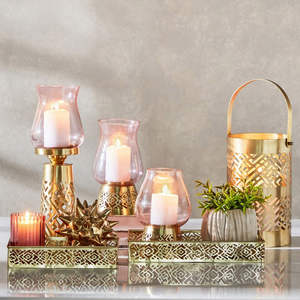 Ramadan Festive Tabletop Decorations Moroccan Gold Metal Votive <b>Candle</b> <b>Holder</b> for Home & <b>Garden</b> - Product Image 2