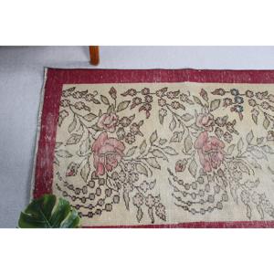 Vintage Turkish Rug, 3.1x5.3 ft Accent Rug, Red <b>Yellow</b> Moroccan Rug - Product Image 4