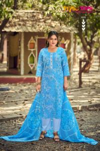 Maruti Moda Mujer Colección de verano Algodón puro Impreso Estilo indio paquistaní Casual Hasta la rodilla Regular Fit Top Bottom - Product Image 3