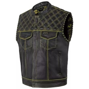 Gilet de moto en cuir pour hommes sur mesure SOA Biker Group Gilet Style Casual Fit Produit de haute qualité très vendu - Product Image 1