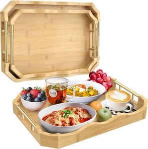 Bandeja de Servir Moderna Multifuncional de Madera Negra, con Asas, para Desayuno, Café, Fiestas, Decoración del Hogar, Ramadán, Frutas - Product Image 2